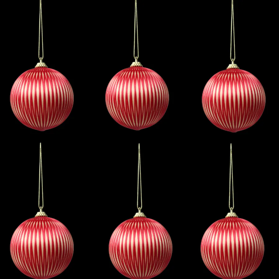 Basic u0026 More 6 stk. Julekugle GABRIEL i Rød (Ø8cm)> Julepynt & Dekoration|Jul