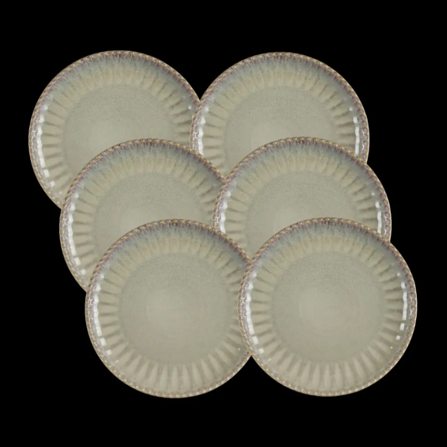 Basic u0026 More 6 stk. Keramik Frokosttallerkener FALLON (Ø22x2,2 cm) Reaktiv Beige> Julegaver Til Hende|Frokosttallerkener