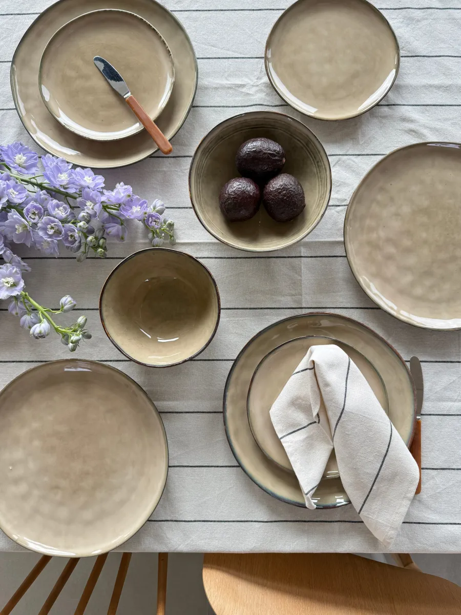 Basic u0026 More Dug m Natur og Sort Stribe FREYA (140x220cm)> Julegaver Til Hende|Duge