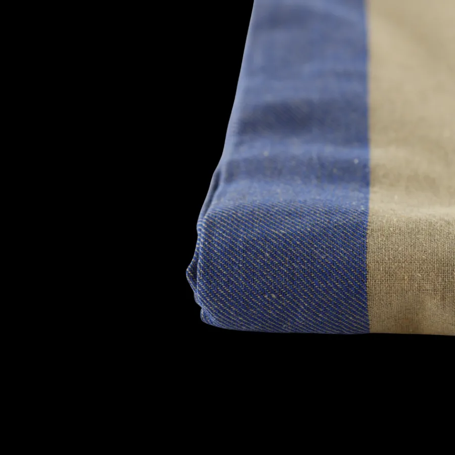 Basic u0026 More Dug (140x220cm) Ecru Malange m. Blå Stribe> Duge