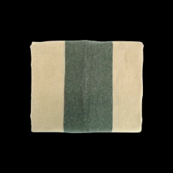 Basic u0026 More Dug (140x220cm) Ecru Malange m. Grøn Stribe> Duge
