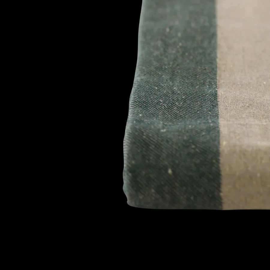 Basic u0026 More Dug (140x220cm) Ecru Malange m. Grøn Stribe> Duge