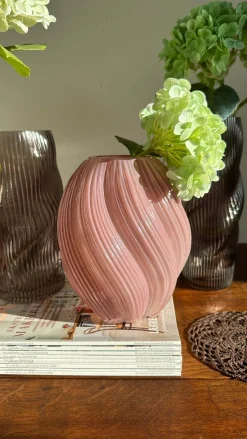 Basic u0026 More Glas Vase ANJO (H 25cm) Grå><noscript><img width=