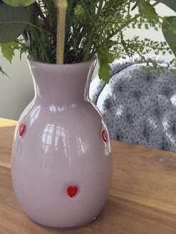 Basic u0026 More Glas Vase FAATIMA (15x22,5cm) Lyserød med hjerte> Julegaver Til Hende|Vaser & Krukker