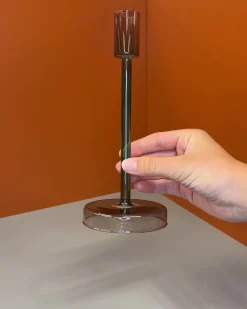 Ukendt Glaslysestage, grøn/brun h19,5cm><noscript><img width=