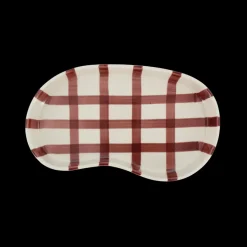 Basic u0026 More Keramik Bakke BIDDA i Beige m. Burgundy Striber (12,2x20x3cm)><noscript><img width=