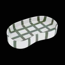 Basic u0026 More Keramik Bakke BIDDA i Beige m. Grøn Striber (12,2x20x3cm)> Julegaver Til Hende|Dekoration