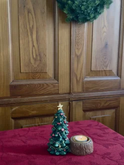 Basic u0026 More Lysholder Juletræ m. Pynt Polyresin Grøn (15cm)><noscript><img width=