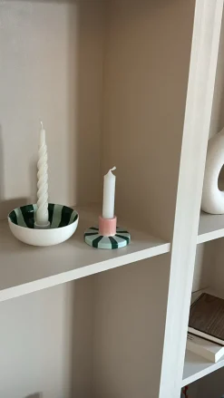 Basic u0026 More Rund Lysestage ECLIN i Blå & Grøn (Ø13,3 x 5cm)> Julegaver Til Hende|Lysestager & Stearinlys