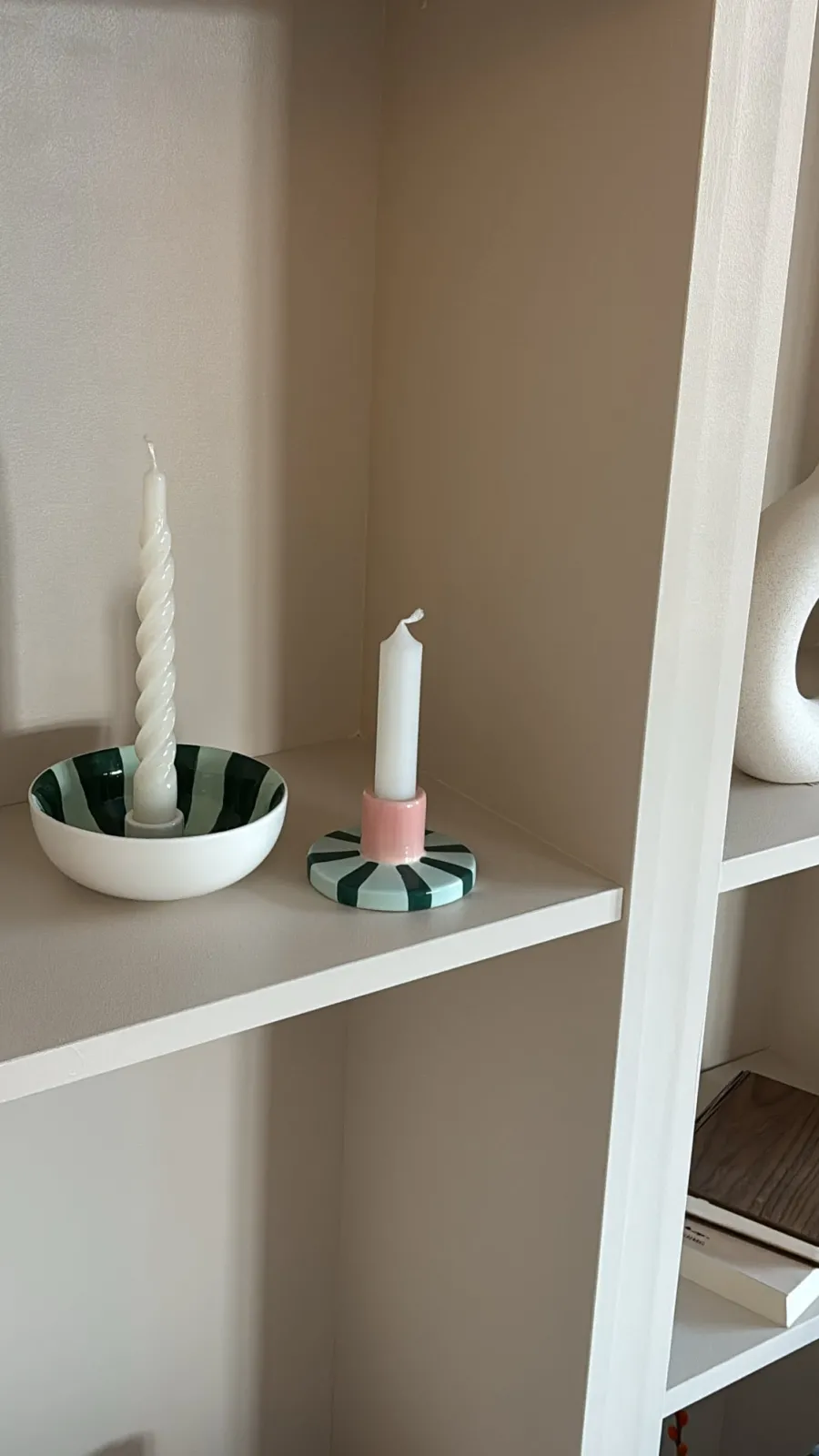 Basic u0026 More Rund Lysestage ECLIN i Blå & Grøn (Ø13,3 x 5cm)> Julegaver Til Hende|Lysestager & Stearinlys