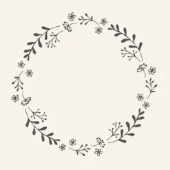 Ib Laursen Servietter. w/Black Flower Wreath. 50stk.> Servietter