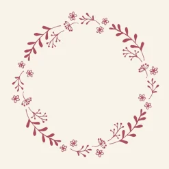 Ib Laursen Servietter. w/Red Flower Wreath. 50stk.> Servietter