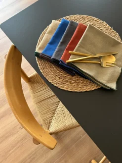 Basic u0026 More Stofserviet ( 40x40cm). Kavee m. Blå Kant><noscript><img width=