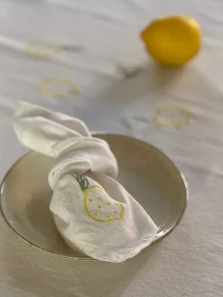 Basic u0026 More Stofservietm Citron FREDERIKA (40x40cm)><noscript><img width=