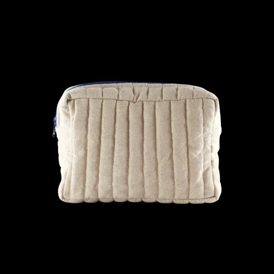Basic u0026 More Toilettasker m Beige og Camel Stribe EASON ( 27x10x20cm) Stor> Julegaver Til Hende|Toilettasker