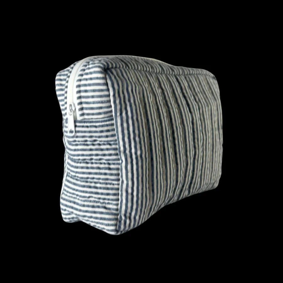 Basic u0026 More Toilettasker m Beige og Grå Stribe EASON ( 27x10x20cm) Stor> Julegaver Til Hende|Toilettasker