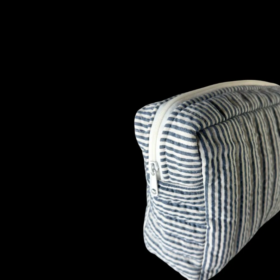 Basic u0026 More Toilettasker m Beige og Grå Stribe EASON ( 27x10x20cm) Stor> Julegaver Til Hende|Toilettasker