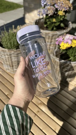 Basic u0026 More Vandflaske "Would like to go with you" (750ml) Lilla> Termo- & Vandflasker