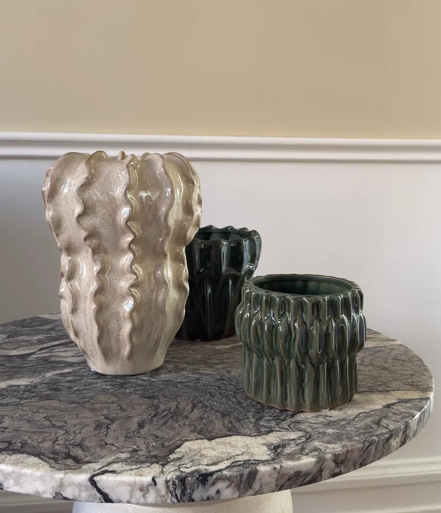 Basic u0026 More Vase FLORIDA (18,5x17,8x24,7 cm) Beige> Julegaver Til Hende|Vaser & Krukker