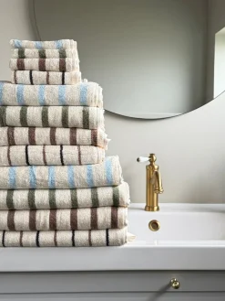 Basic u0026 More Vaskeklud m Creme, Brun og Grå Stribe FRIDO(30x30cm) 1> Julegaver Til Hende|Håndklæder