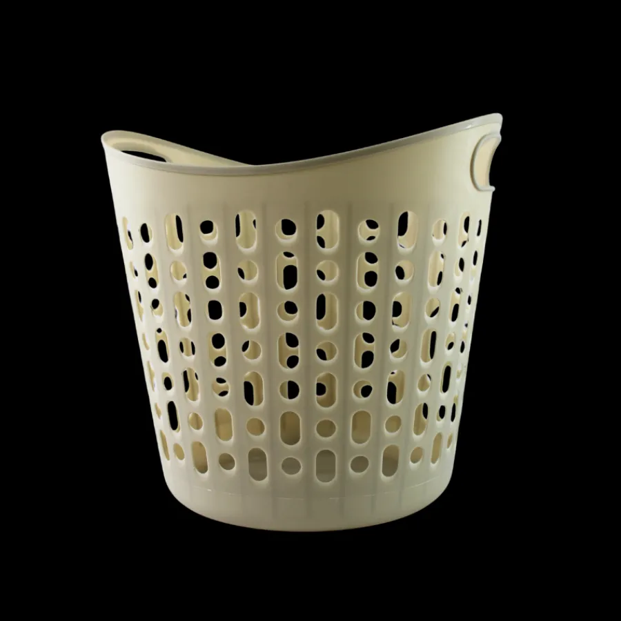 Basic u0026 More Vasketøjskurv plast i Beige MARTIN (Ø39x40 cm)> Opbevaring|Rengøring & Vask