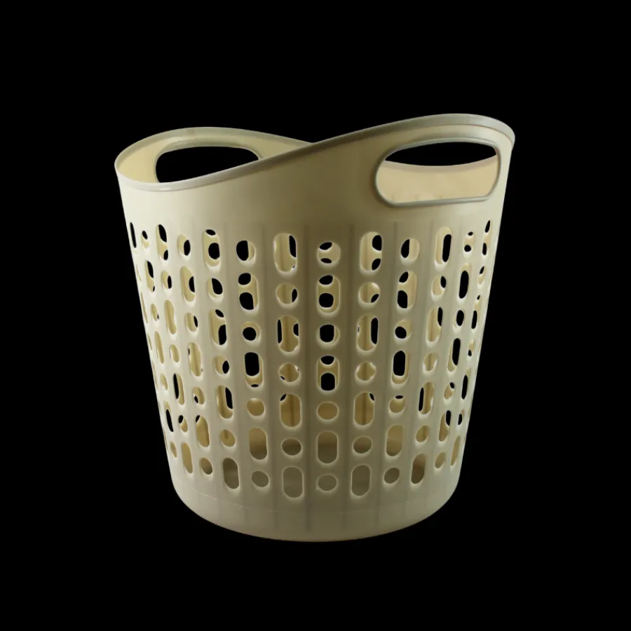 Basic u0026 More Vasketøjskurv plast i Beige MARTIN (Ø39x40 cm)> Opbevaring|Rengøring & Vask